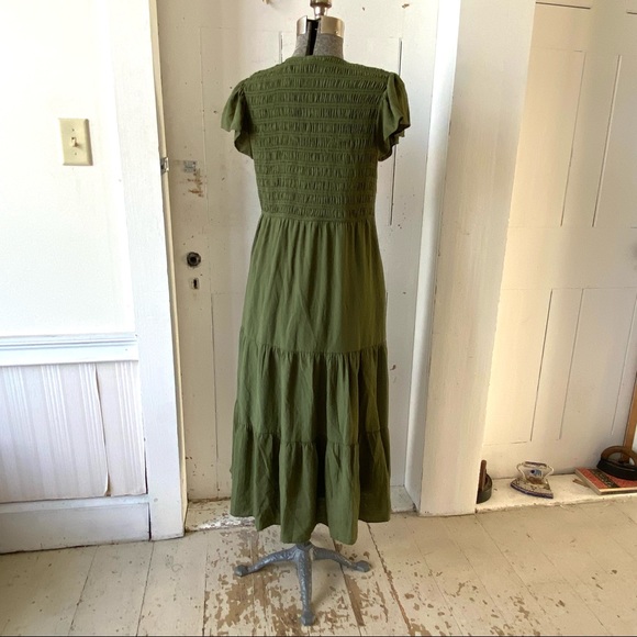 Taylor Olive Green Tiered Boho Dress - Picture 3 of 13